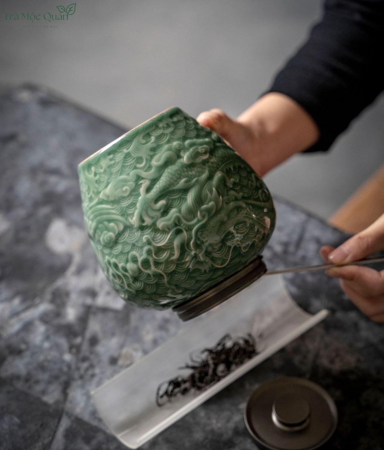 Hũ Trà Thanh Sứ Long Phụng HDT003