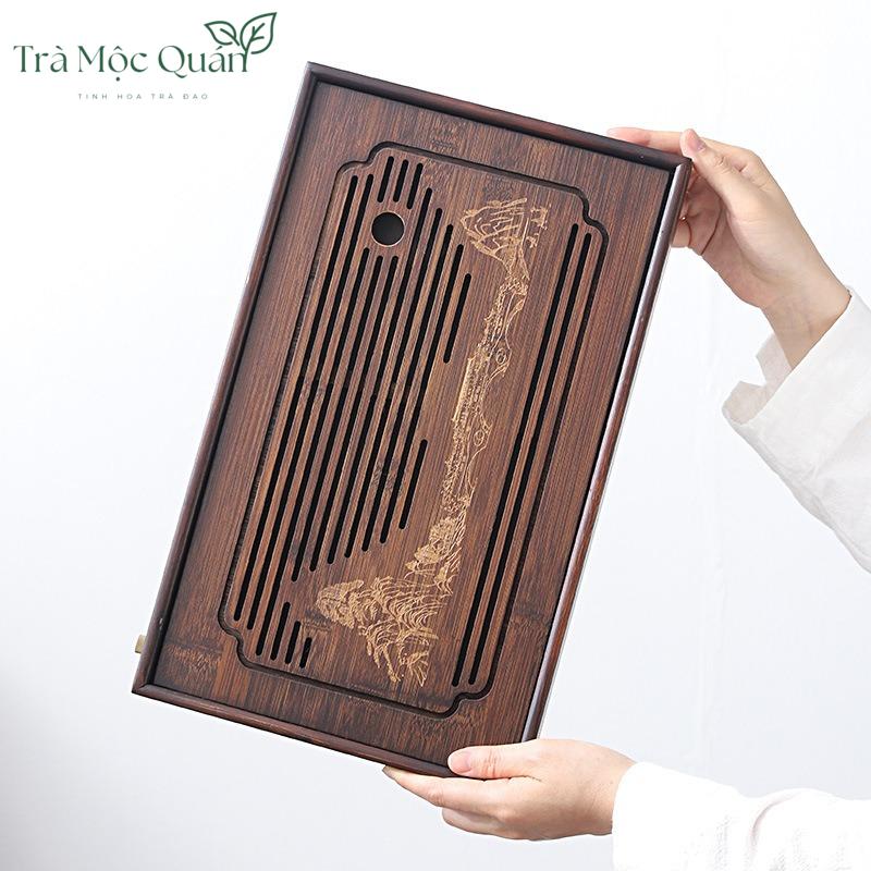 Khay Trà Tre Thiết Kế Tự Nhiên Có Khoang Chứa Nước Đa Size KT53