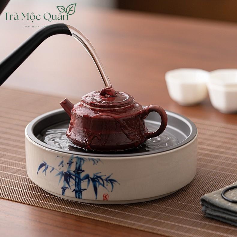 Thuyền Trà Gốm Sứ Có Khay Chứa Nước Tiện Dụng KT55