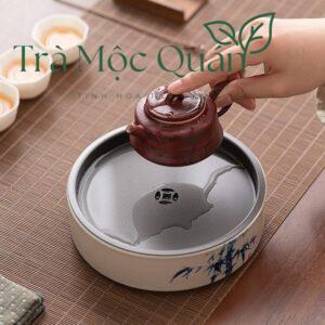 Thuyền Trà Gốm Sứ Có Khay Chứa Nước Tiện Dụng KT55