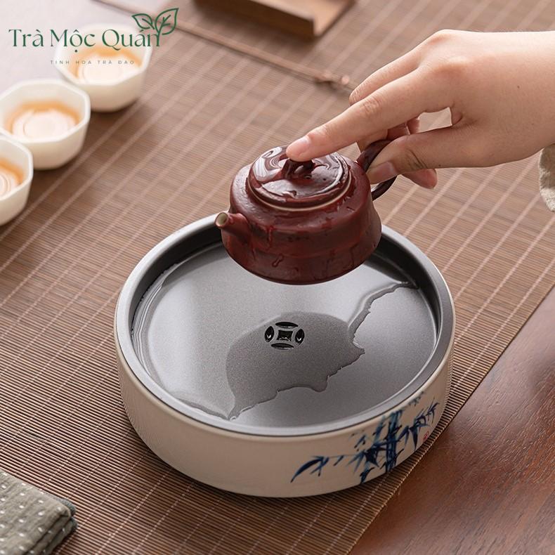 Thuyền Trà Gốm Sứ Có Khay Chứa Nước Tiện Dụng KT55