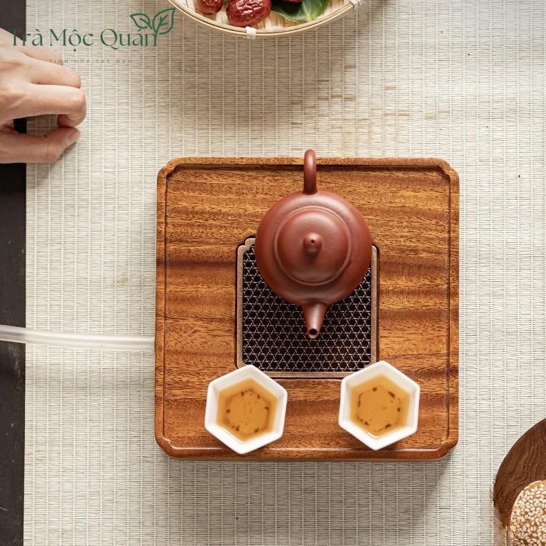 Thuyền Trà Vuông Gỗ Óc Chó KT58