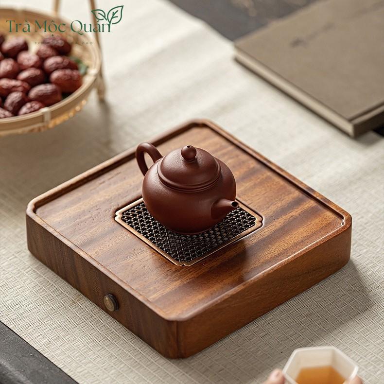 Thuyền Trà Vuông Gỗ Óc Chó KT58