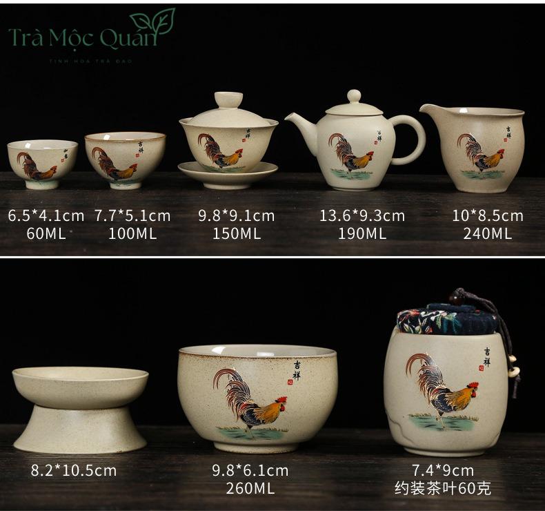 Bộ Ấm Chén Gốm Hình Gà Dân Gian BAT21