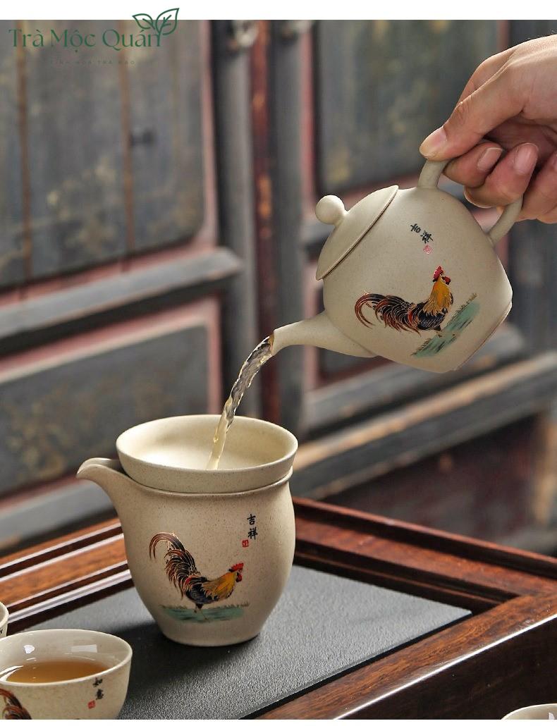Bộ Ấm Chén Gốm Hình Gà Dân Gian BAT21