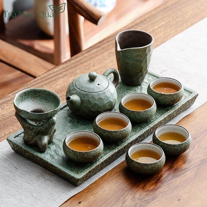 Bộ Ấm Chén Gốm Nhật Men Ngọc Xanh BAT22