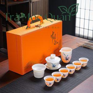 Bộ Ấm Chén Sứ Hoa Sen Liên Hoa BAT11