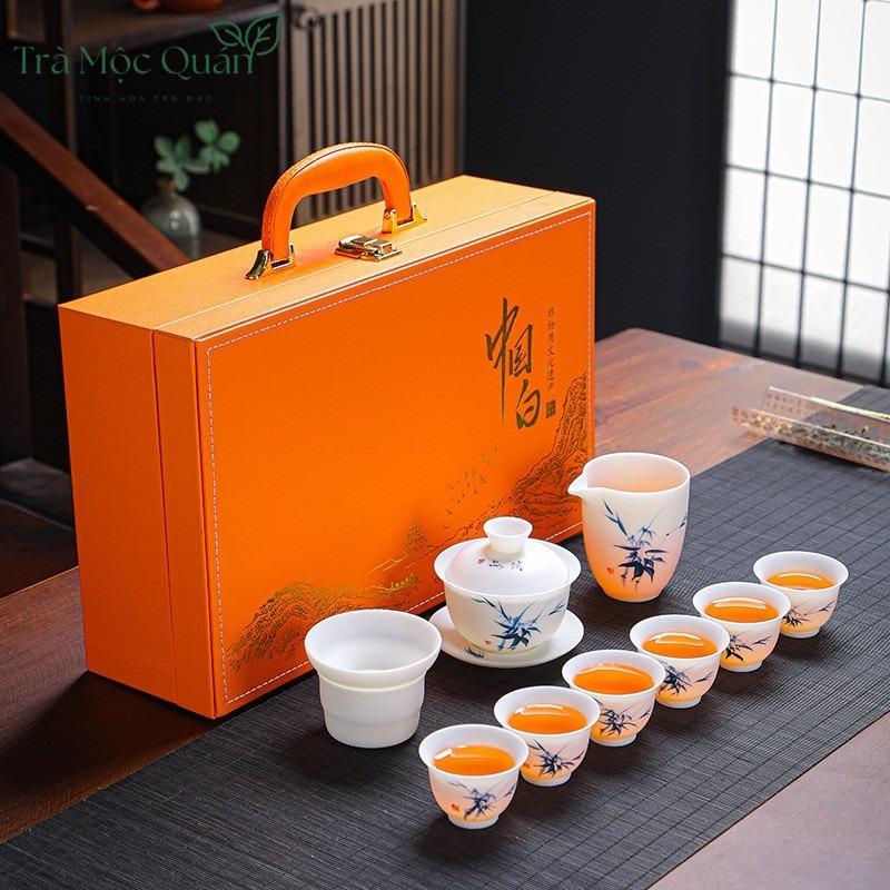 Bộ Ấm Chén Sứ Hoa Sen Liên Hoa BAT11