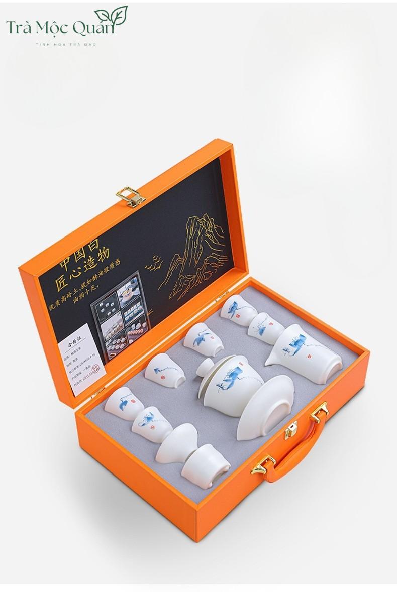 Bộ Ấm Chén Sứ Hoa Sen Liên Hoa BAT11