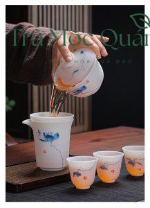 Bộ Ấm Chén Sứ Hoa Sen Liên Hoa BAT11