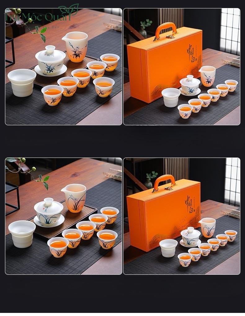 Bộ Ấm Chén Sứ Hoa Sen Liên Hoa BAT11