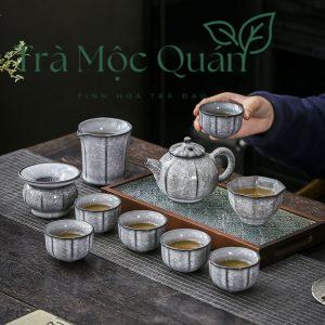 Bộ Ấm Chén Sứ Long Tuyền Men Băng Rạn BAT13