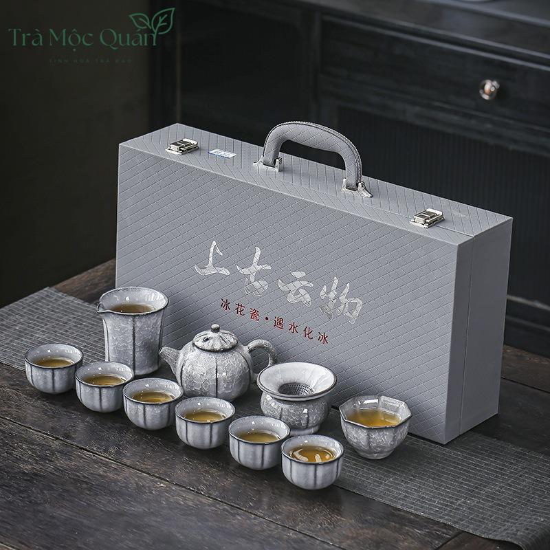 Bộ Ấm Chén Sứ Long Tuyền Men Băng Rạn BAT13