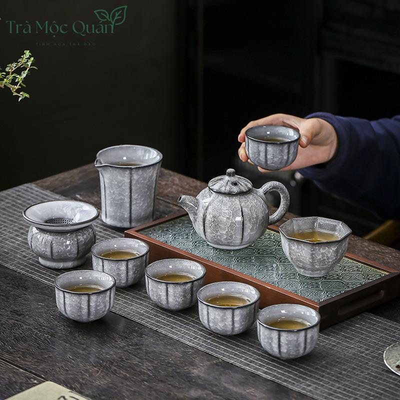 Bộ Ấm Chén Sứ Long Tuyền Men Băng Rạn BAT13