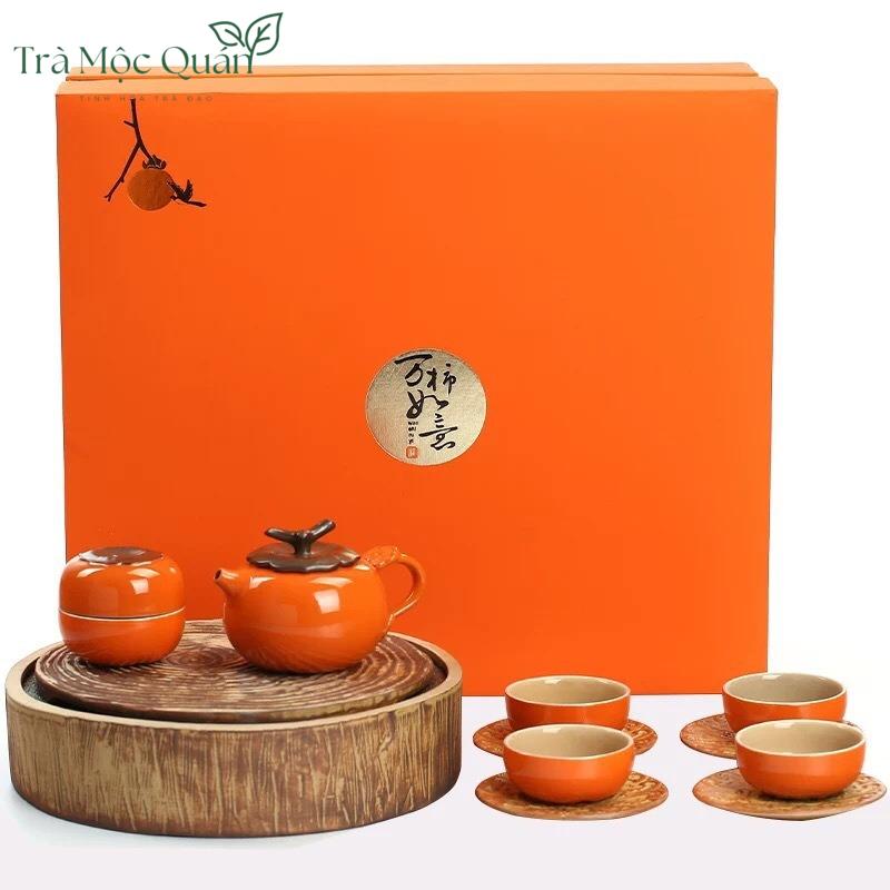 Bộ Ấm Chén Sứ Quả Hồng Bộ 19 Món BAT14
