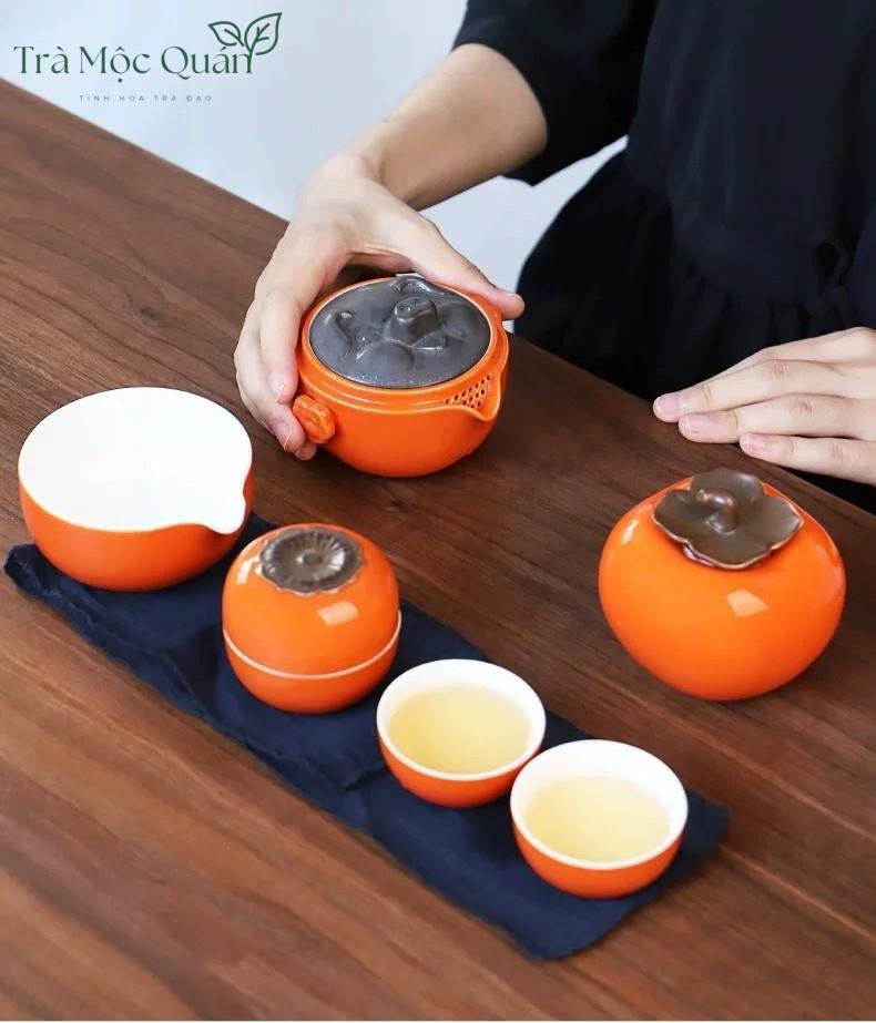 Bộ Ấm Chén Sứ Quả Hồng Bộ 19 Món BAT14