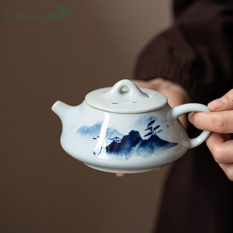 Bộ Ấm Chén Sứ Thanh Hoa Họa Tiết Sơn Thủy BAT15