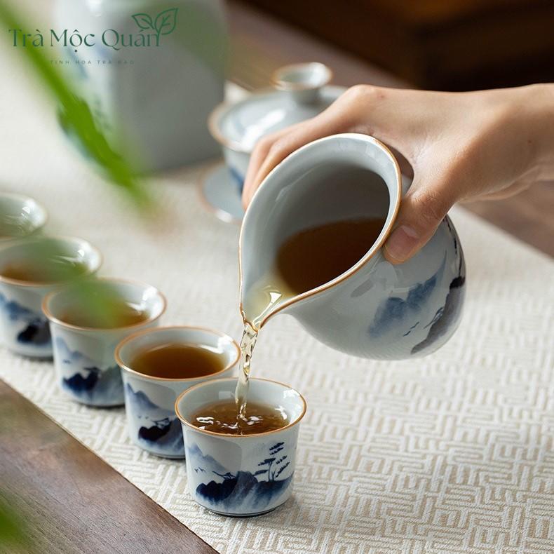 Bộ Ấm Chén Sứ Thanh Hoa Họa Tiết Sơn Thủy BAT15