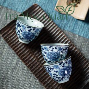 Bộ Ấm Chén Trà Sứ Họa Tiết Hoa Dây BAT18