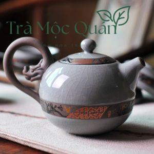 Bộ Ấm Chén Trà Sứ Men Rạn Hoài Cổ BAT17