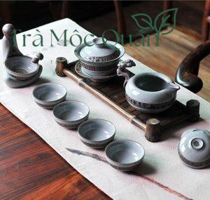 Bộ Ấm Chén Trà Sứ Men Rạn Hoài Cổ BAT17