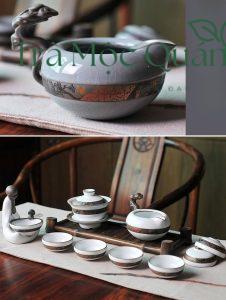 Bộ Ấm Chén Trà Sứ Men Rạn Hoài Cổ BAT17