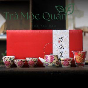 Bộ Ấm Trà Sứ Hoa Mẫu Đơn Cao Cấp BAT16