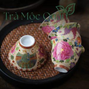 Bộ Ấm Trà Sứ Hoa Mẫu Đơn Cao Cấp BAT16