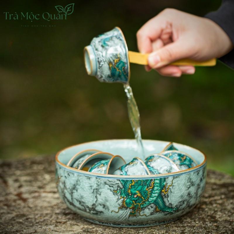 Bộ Quà Tặng Ấm Chén Họa Tiết Long Du BAT20