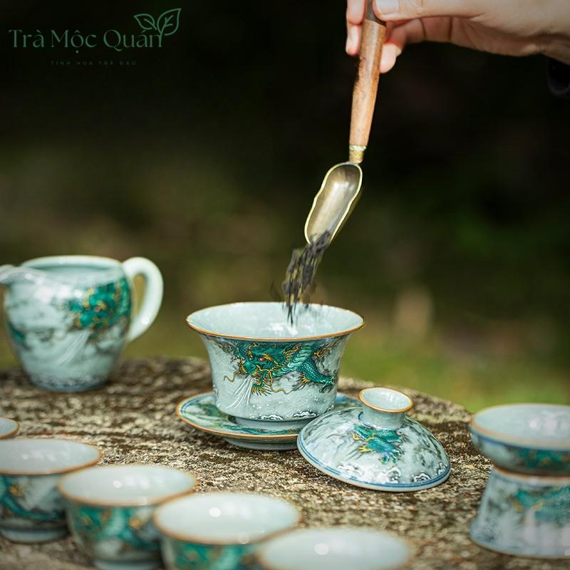 Bộ Quà Tặng Ấm Chén Họa Tiết Long Du BAT20