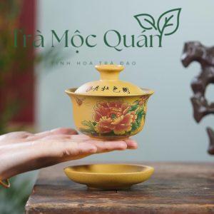 Chén Khải Tử Sa Đoạn Nê Họa Tiết Mẫu Đơn 170ml CK59