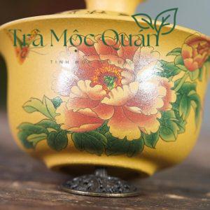 Chén Khải Tử Sa Đoạn Nê Họa Tiết Mẫu Đơn 170ml CK59