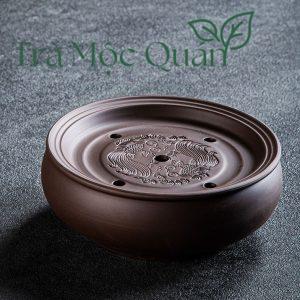 Thuyền Trà Tử Sa Song Long Dáng Tròn Cao Cấp – Khay Trà Mini Đựng Ấm Chén KT58