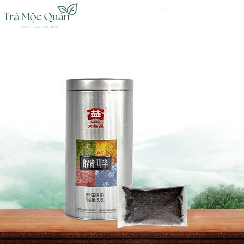 Trà Phổ Nhĩ Chín Dạng Rời Thuần Hương Tứ Quý 2021 Đại Ích (Dayi Tea) – Hộp Thiếc 80g PN75