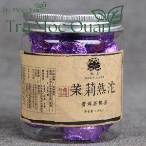 Trà Phổ Nhĩ Chín Hoa Nhài Dạng Viên – Hũ 100g PN66