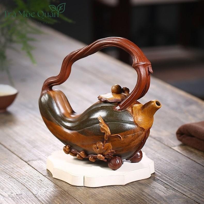 Ấm Tử Sa Đề Lương Quả Bí Hồng Nê 350ml ATS71