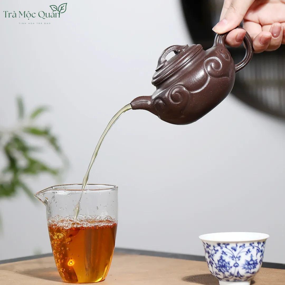 Ấm Tử Sa Phỏng Cổ Như Ý Tử Ngọc Kim Sa Thủ Công 240ml ATS74