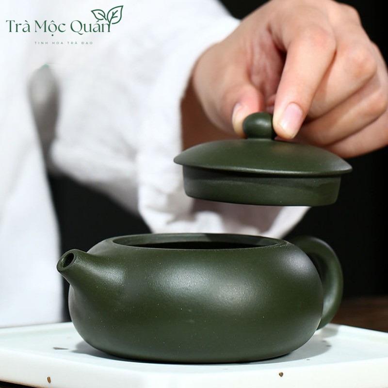 Ấm Tử Sa Tây Thi Dáng Dẹt Lục Nê 180ml ATS66
