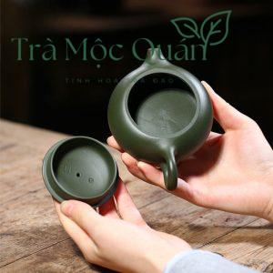 Ấm Tử Sa Tây Thi Dáng Dẹt Lục Nê 180ml ATS66
