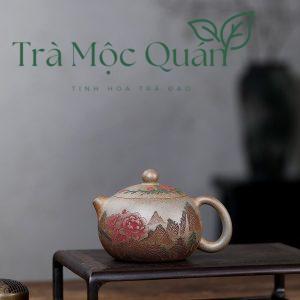 Ấm Tử Sa Tây Thi Đoạn Nê Trầm Cổ Khắc Mẫu Đơn 280ml ATS55