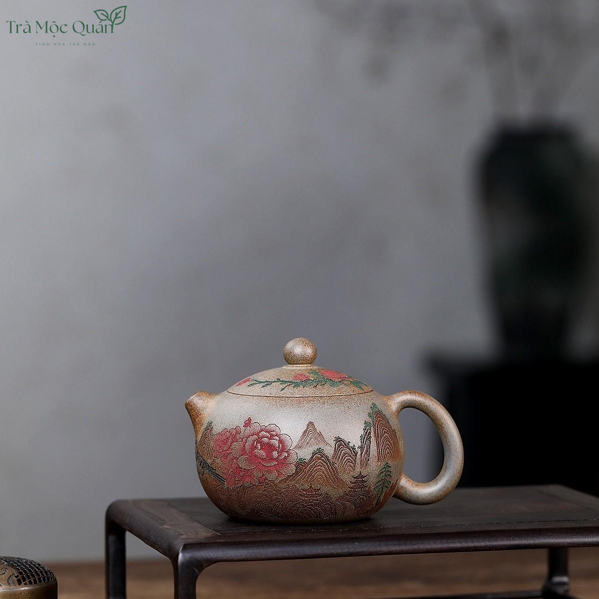 Ấm Tử Sa Tây Thi Đoạn Nê Trầm Cổ Khắc Mẫu Đơn 280ml ATS55