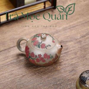 Ấm Tử Sa Tây Thi Đoạn Nê Trầm Cổ Khắc Mẫu Đơn 280ml ATS55