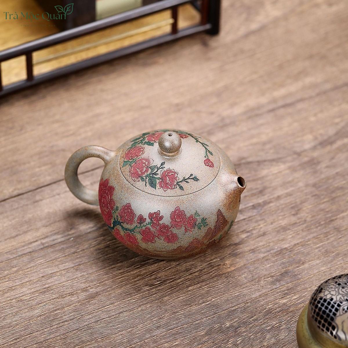 Ấm Tử Sa Tây Thi Đoạn Nê Trầm Cổ Khắc Mẫu Đơn 280ml ATS55