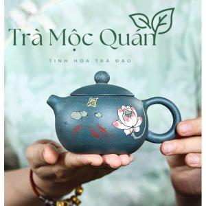 Ấm Tử Sa Tây Thi Hoa Sen Lục Nê 200ml ATS69