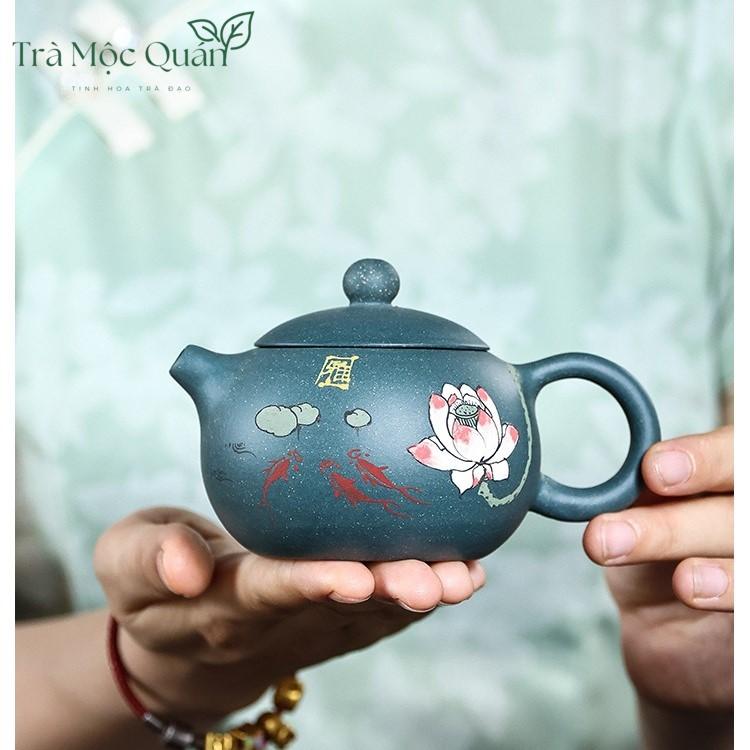 Ấm Tử Sa Tây Thi Hoa Sen Lục Nê 200ml ATS69