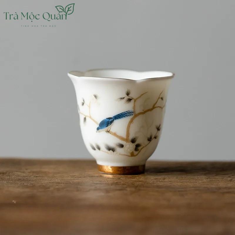 Ấm Trà Sứ Cảnh Đức Vẽ Tay Chim Hoàng Anh Thủ Công 170ml ACD1