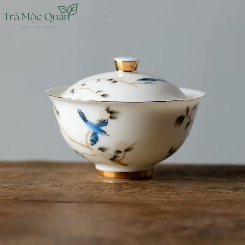 Ấm Trà Sứ Cảnh Đức Vẽ Tay Chim Hoàng Anh Thủ Công 170ml ACD1