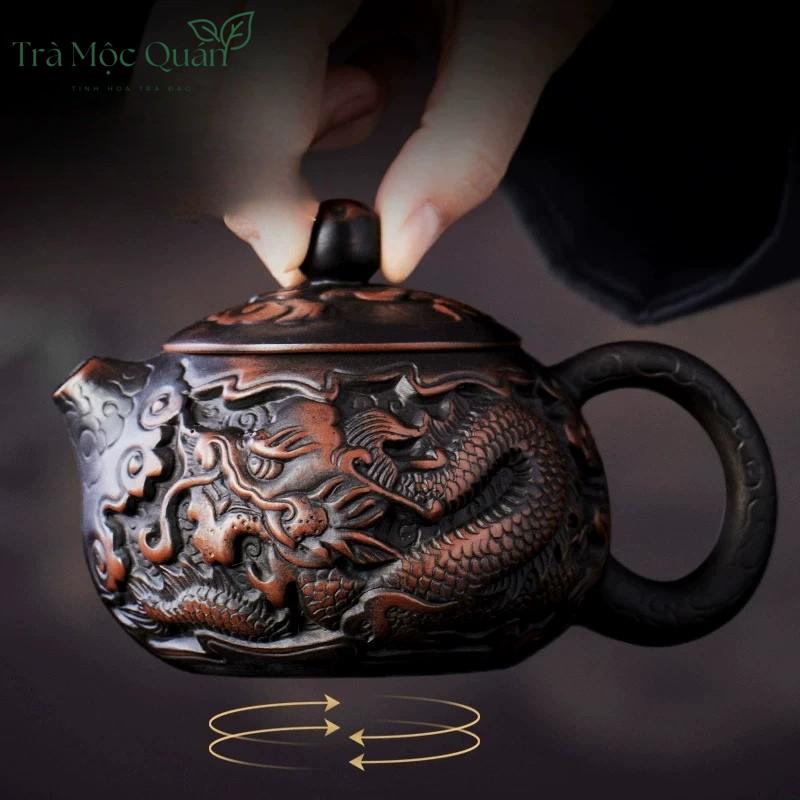Ấm Tử Đào Kiến Thủy Tây Thi Chạm Long Phụng 200ml ATD13