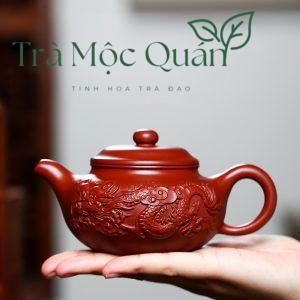 Ấm Tử Sa Song Long Dáng Phỏng Cổ Đại Hồng Bào 230ml ATS79