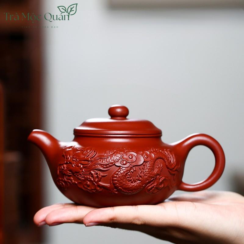 Ấm Tử Sa Song Long Dáng Phỏng Cổ Đại Hồng Bào 230ml ATS79